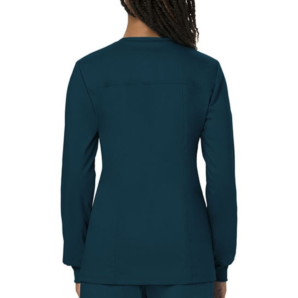 Women Jacket Snap Front Warm Up Workwear Caribbean Cherokee Blue 26 28 3XL - Picture 3 of 7